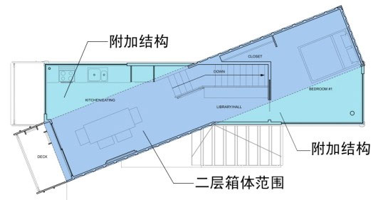 上下箱體成斜角放置平面設(shè)計(jì)圖,集裝箱房屋,集裝箱活動(dòng)房,住人集裝箱,集裝箱住宅,集裝箱建筑