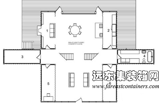 Adriance 集裝箱住宅一層平面圖,集裝箱房屋,集裝箱活動(dòng)房,住人集裝箱,集裝箱建筑