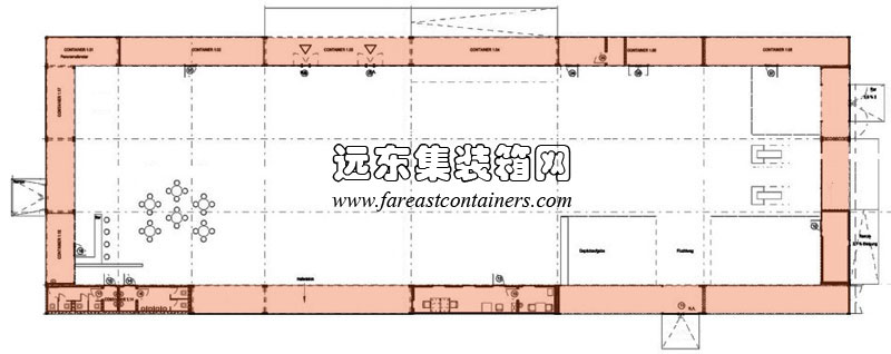 德國(guó)漢堡郵輪中心首層平面圖,集裝箱房屋,集裝箱活動(dòng)房,住人集裝箱,集裝箱住宅,集裝箱建筑